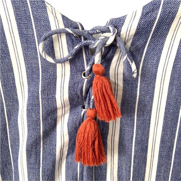 Tularosa Boho Blue Stripped Tunic Dress with Tassel in Size Medium - Picture 8 of 13